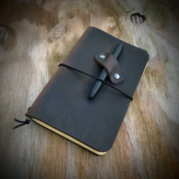 Handmade Leather Traveler's Notebook Cover, Midori Style Cover, Minimalist Notebook Jacket, Moleskine Cover, Field Notes Cover