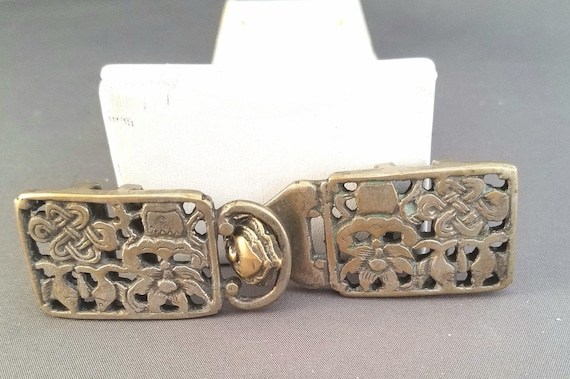 SALE Antique Chinese Silver Belt Buckle Qing Dyna… - image 1