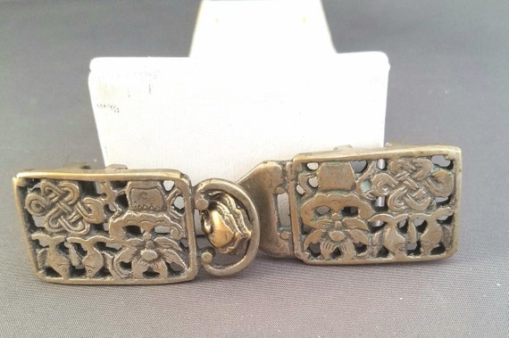 SALE Antique Chinese Silver Belt Buckle Qing Dyna… - image 1