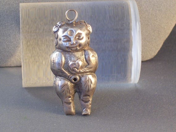 Antique Chinese Silver Baby Boy Charm Qing Dynasty - image 1