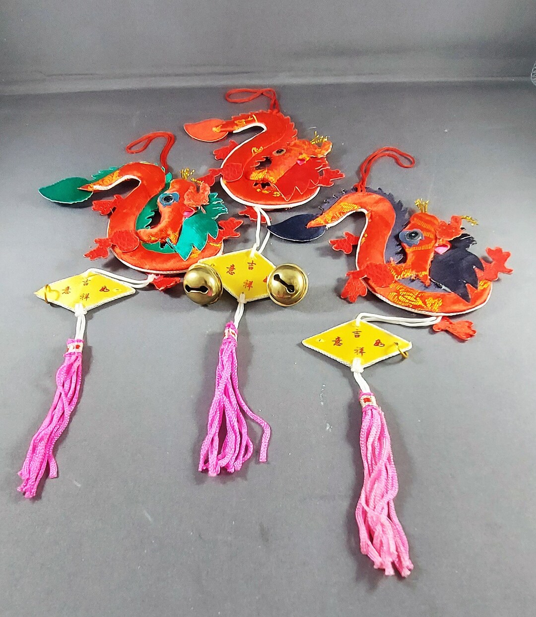 Three Vintage Chinese Dragon Ornaments Bonus Ornaments Etsy