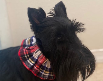 Red White & Blue Plaid Ruffled Collar - Handmade