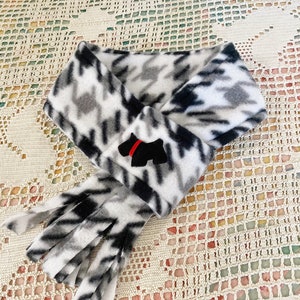 Plaid Fleece Scottie Dog Scarf - Handmade