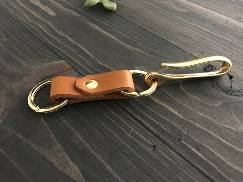 Leather Keychain Leather Keychain With Brass Fish Hook - Etsy Canada