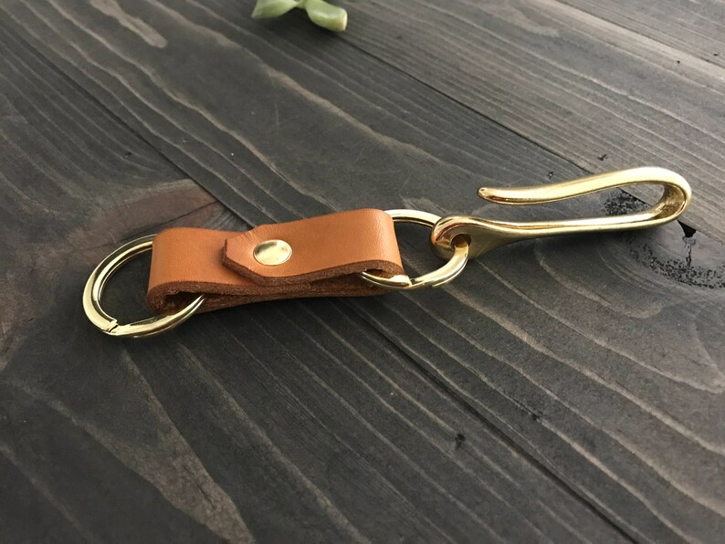 Leather Keychain Leather Keychain With Brass Fish Hook Etsy Canada