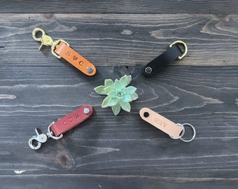 Set of 4 Personalized Leather Key Orbit Organizer, Vegetable Tanned Leather, Leather Key Holder, Natural Leather Key Holder, Made in U.S.A