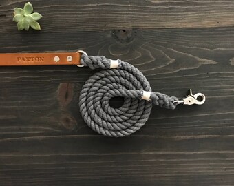 Single Color Dog Leash, Solid Color Dog Leash with Leather Handle, Leather Dog Leash, Dog Leash
