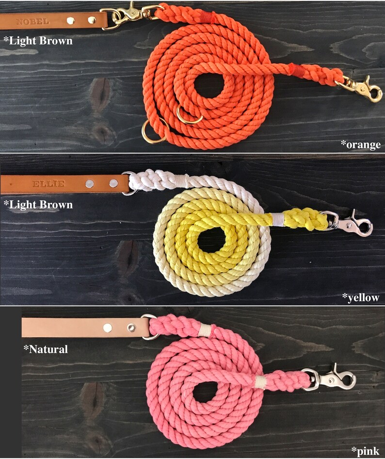 Single Color Dog Leash, Solid Color Dog Leash with Leather Handle, Leather Dog Leash, Dog Leash image 4