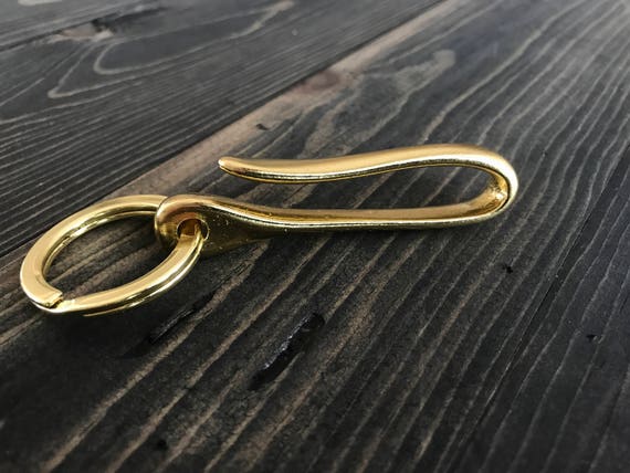 Brass Japanese Fish Hook Key Chain, Brass Key Chain, Brass Hook