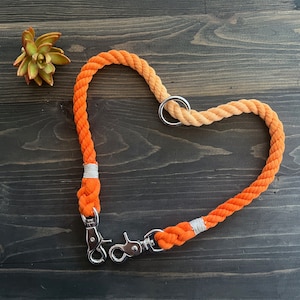 Ombre Two Dog Coupler, Double Dog Leash, Leash Coupler, Rope Coupler, Cotton Rope Coupler