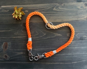 Ombre Two Dog Coupler, Double Dog Leash, Leash Coupler, Rope Coupler, Cotton Rope Coupler