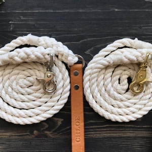 Ivory Rope Dog Leash, Dog Leash, Rope Dog Leash, Luxury Dog Leash, Leather Dog Leash image 3