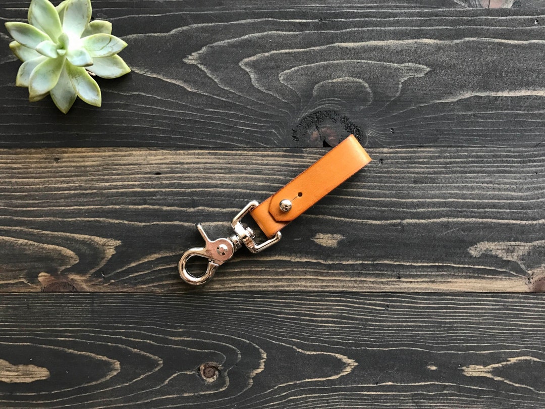 Personalized Leather Belt Loop Hook Keychain, Leather Key Holder