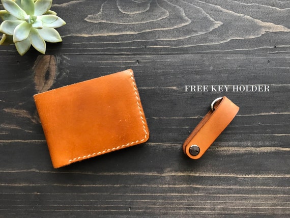 FREE KEY HOLDER! Men's Wallet, Men's Leather Wallet, Minimal Wallet, Leather Bifold Wallet, Front Pocket Wallet