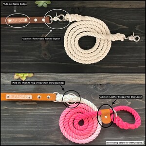 Single Color Dog Leash, Solid Color Dog Leash with Leather Handle, Leather Dog Leash, Dog Leash image 7