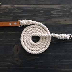 Ivory Rope Dog Leash, Dog Leash, Rope Dog Leash, Luxury Dog Leash, Leather Dog Leash image 1