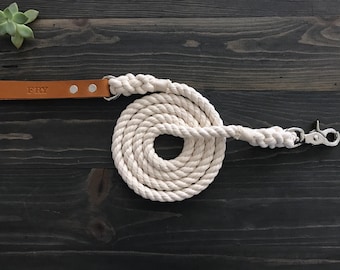 Ivory Rope Dog Leash, Dog Leash, Rope Dog Leash, Luxury Dog Leash, Leather Dog Leash