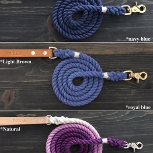 Single Color Dog Leash, Solid Color Dog Leash with Leather Handle, Leather Dog Leash, Dog Leash image 6