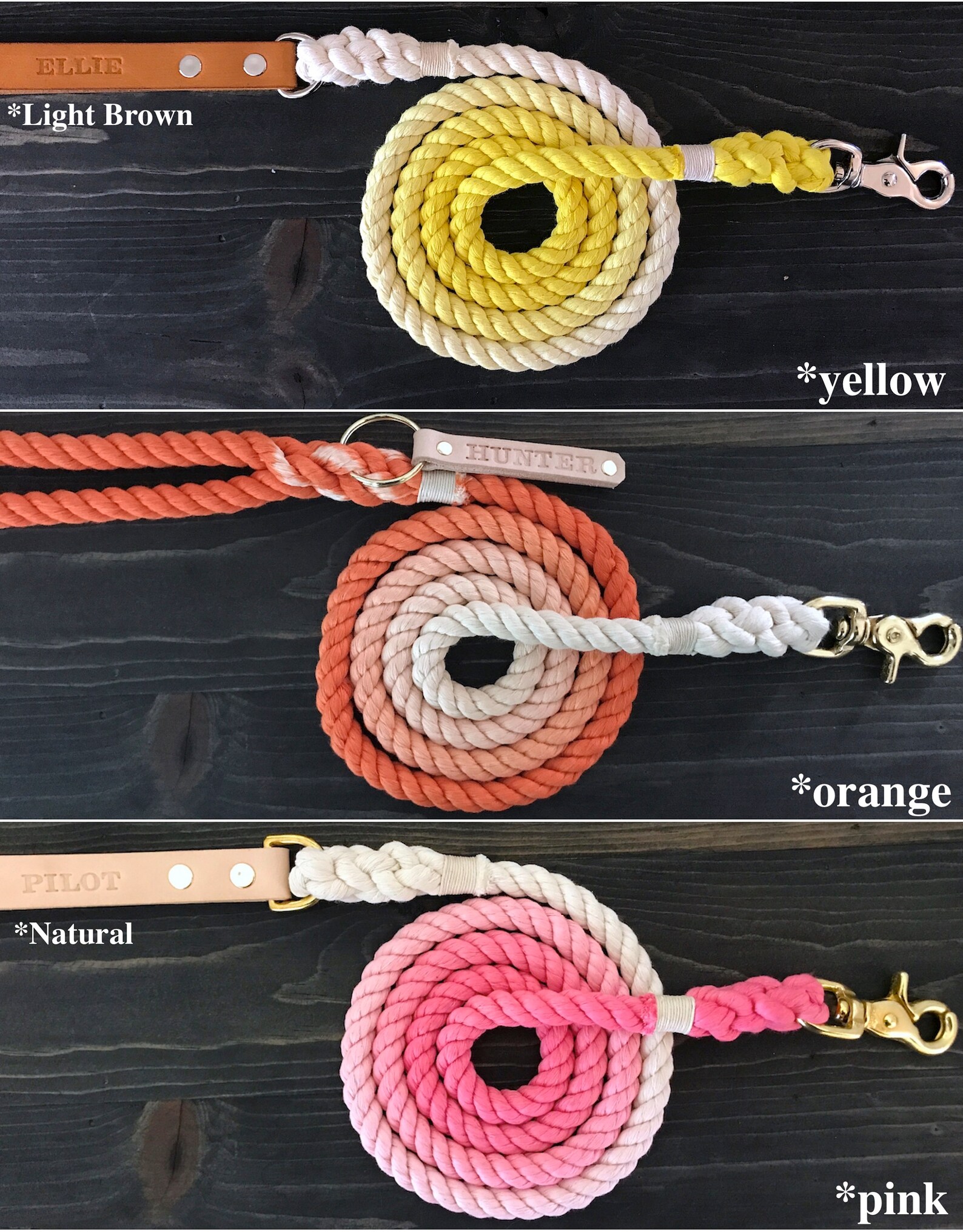 Ombre Rope Dog Leash With Leather Handle Ombre Dog Leash With Etsy