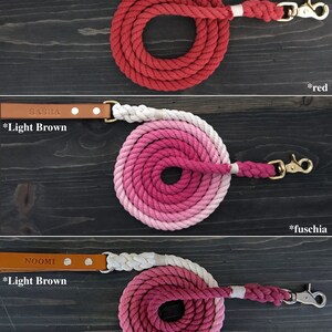 Single Color Dog Leash, Solid Color Dog Leash with Leather Handle, Leather Dog Leash, Dog Leash image 3