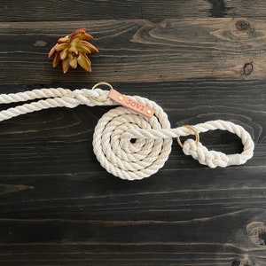 Ivory Slip Dog Leash, Dog Slip Lead Leash, Rope Dog Leash, Luxury Dog Leash, Slip Collar Leash, Slip Leash, Training Slip Leash