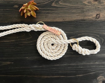 Ivory Slip Dog Leash, Dog Slip Lead Leash, Rope Dog Leash, Luxury Dog Leash, Slip Collar Leash, Slip Leash, Training Slip Leash