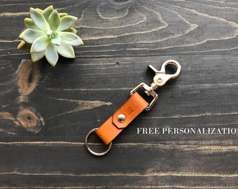 Personalized SILVER Leather KeyChain, Leather Key Holder, Leather Key Chain, Leather Key Organizer, Best Friend Gift