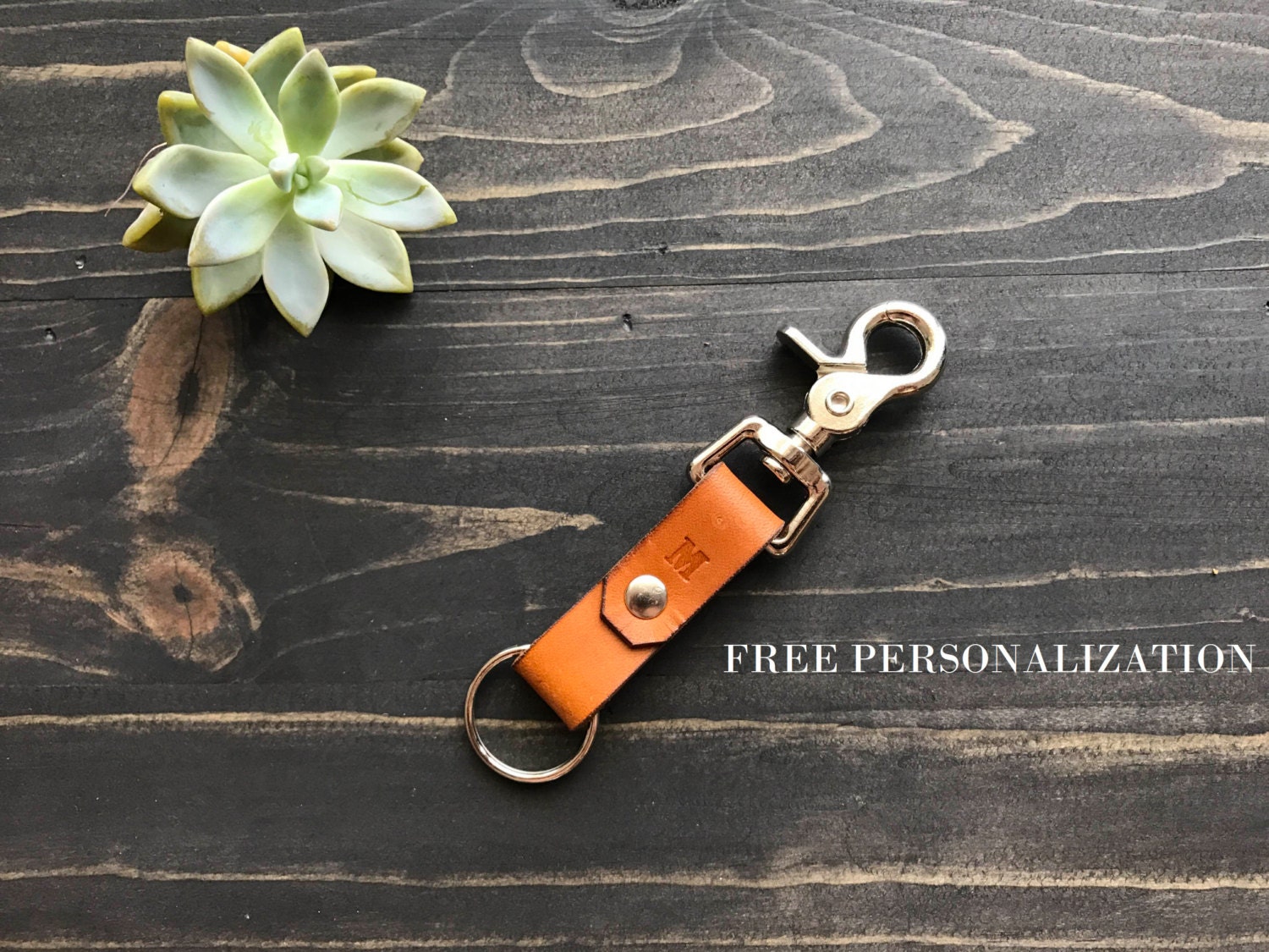 CHRISTMAS SALE 30% off! Personalized SILVER Leather KeyChain, Leather…