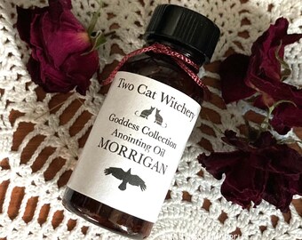 Morrigan Triple Goddess Spell Oil. Handmade, Hand Blended Ritual Witchcraft Supplies for Pagan, Wiccan, Spirituality. Feminine Energy Witch