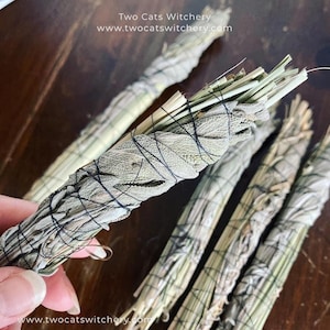 Sage Sweetgrass Energy Cleansing Bundle Smudge Stick. Banish Negativity, Positive Energy Ritual Smoke Wand, First New Home Housewarming Gift