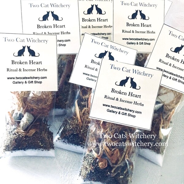 Broken Heart Love Spell Natural Loose Incense Herbs with Dried Sage and Basil. Pagan Ritual Gift for Wiccan Friend, Witchcraft Altar Supply