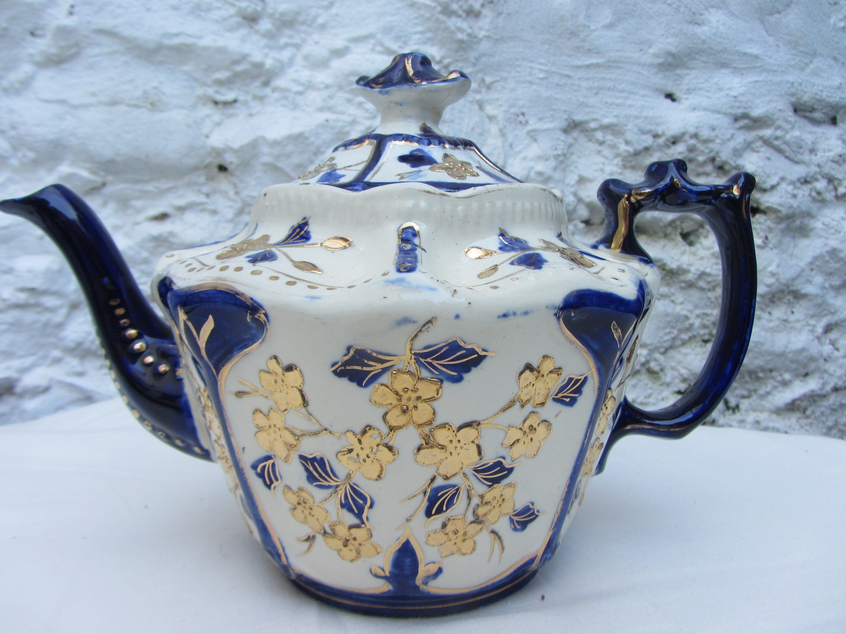 Large antique blue and white teapot. Victorian 21/4 pint tea Etsy