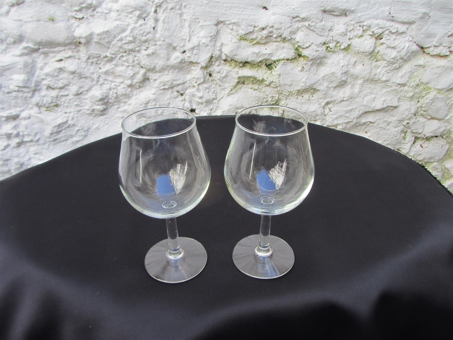 Pair set of 2 vintage very large tulip shaped wine glasses. Etsy