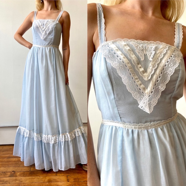 1970s Butterfly Cinderella Gunne Sax Dress, Bust 32in