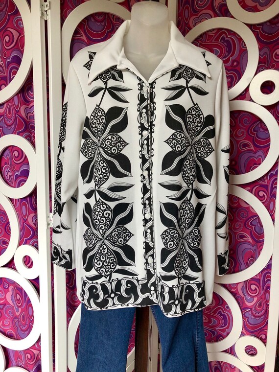 1970s/60s Mod Psychedelic Pop Art Print Black & Wh