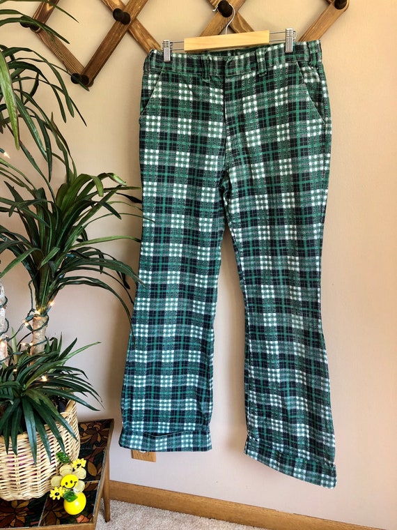 plaid bell bottom pants mens
