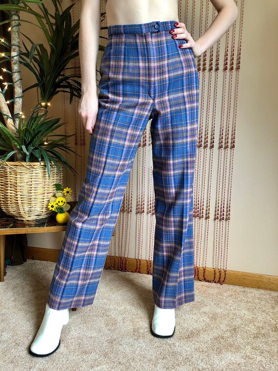 1970s Plaid Flare Pants