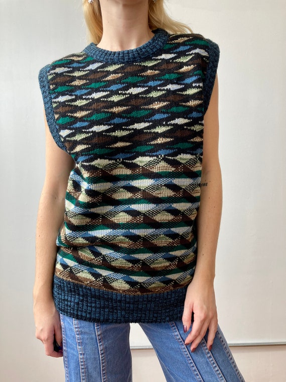 1960's 1970's Space Dye Knit Pullover Sweater Vest