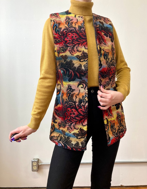 1970s Floral Tapestry Vest, Bust 38in