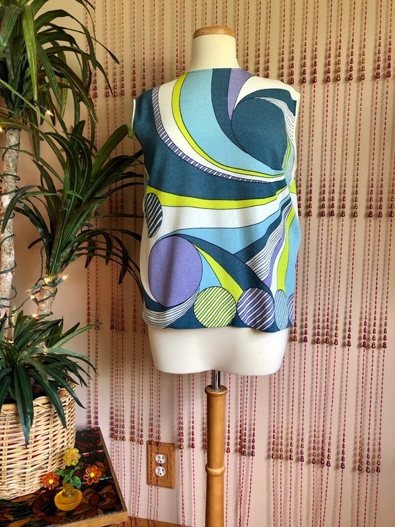 1960s Colorful Psychedelic Mod Sleeveless Top