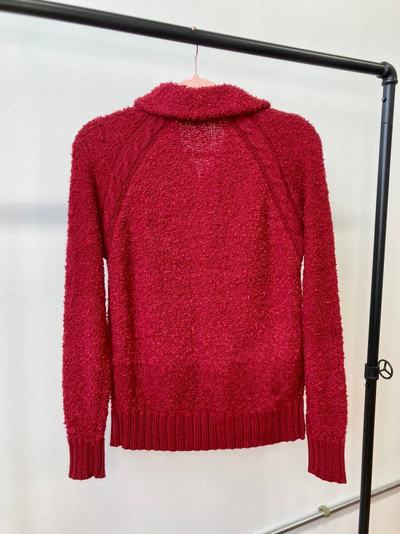 1970s Wine Red Bouclé Cardigan, Bust 36in - image 8
