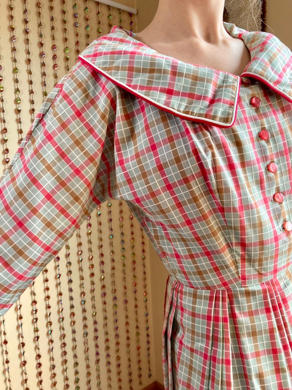 1950s / 1960s R&K Originals Checked Plaid Dress, … - image 6