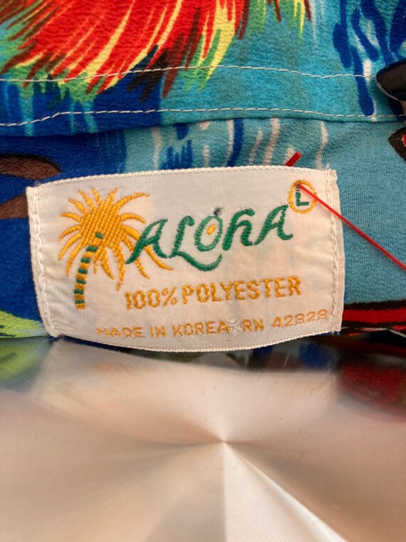 70’s-80’s Collared Tropical Print Blue Top by  Pua Hawaii main image 1