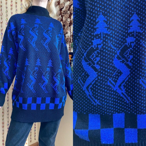1980s / 1990s Volup Ski Motif Sweater, Bust 42in - image 1