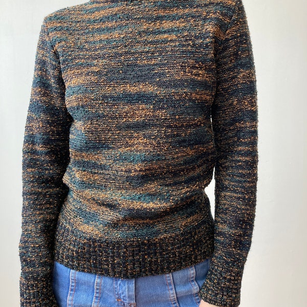 1970s Textured Knit Space Dye Sweater, Bust 34in