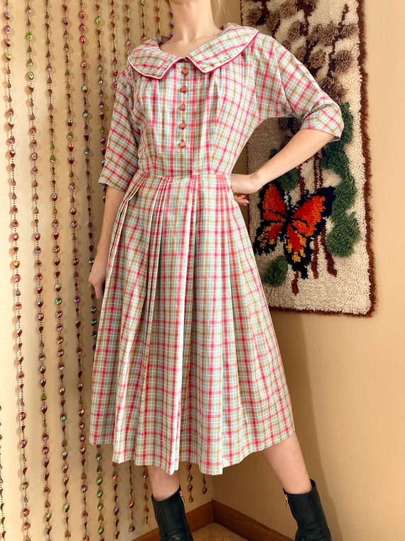 1950s / 1960s R&K Originals Checked Plaid Dress, … - image 3