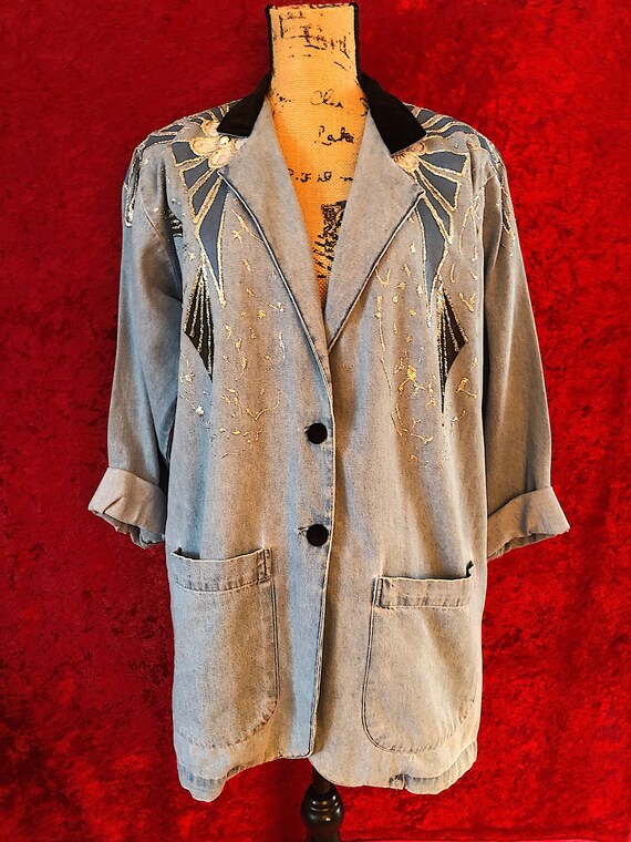 1990s Painted Denim Blazer