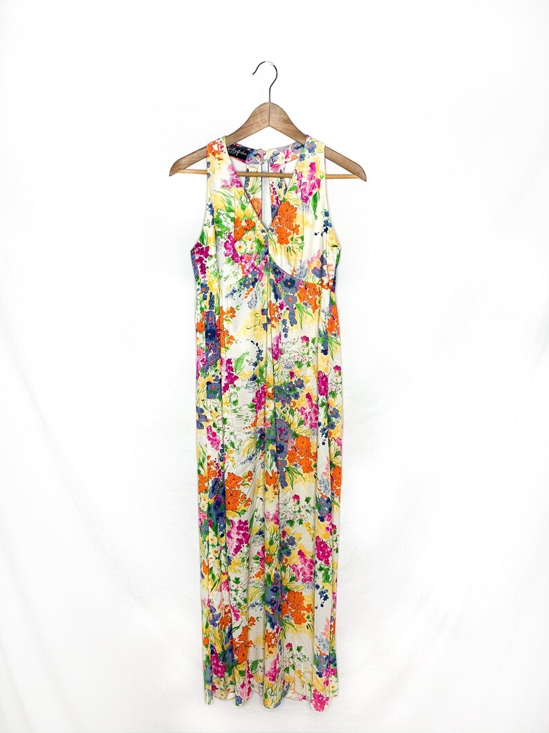 Vintage Floral Maxi Dress Kelly Arden Dress 1970s Maxi Dress