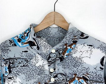 Vintage Crop Blouse - Vintage Abstract Blouse
