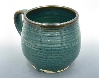 Large Coffee Mug, Handmade Mug, READY TO SHIP, Wheel-Thrown Pottery Mug Blue